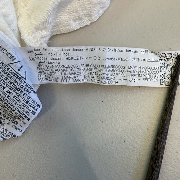 Zara Linen Mini Dress Women Size M White Tiered Beachy Coastal - Picture 6 of 8